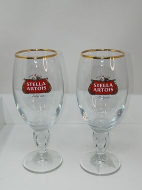 Stella Artois Gold-Rim Beer Goblet - Clear Glass (Set of 2)